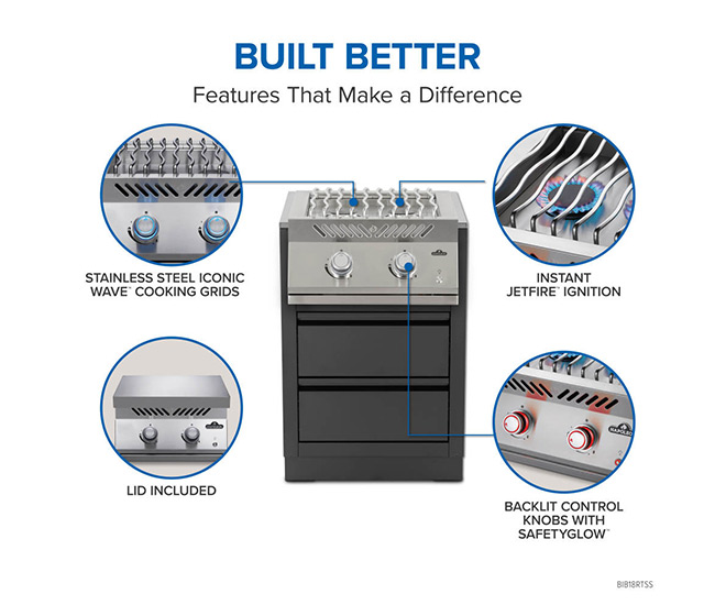 Napoleon Built-In 700 Series Dual Range Top Burner with Stainless Steel Cover