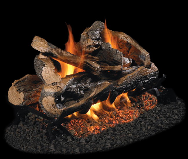 Real Fyre Outdoor Rugged Split Oak See-Thru Vented Gas Log Set