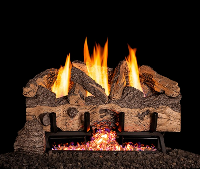 Real Fyre Outdoor Charred Gnarled Split Oak Vent-Free Gas Log Set