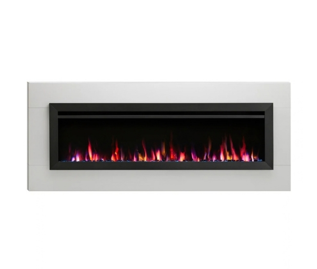 SimpliFire Mantel Kit in White for 60-inch Allusion Slim Electric Fireplace