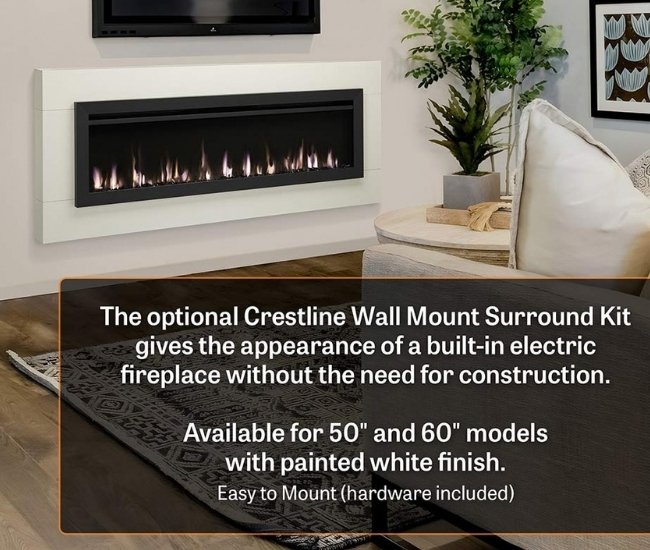 SimpliFire Mantel Kit in White for 60-inch Allusion Slim Electric Fireplace