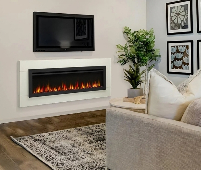 SimpliFire Mantel Kit in White for 60-inch Allusion Slim Electric Fireplace