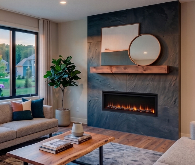 SimpliFire 60-inch Allusion Platinum Recessed Linear Electric Fireplace