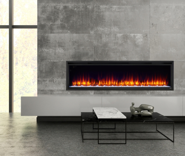 SimpliFire 72-inch Allusion Platinum Recessed Linear Electric Fireplace