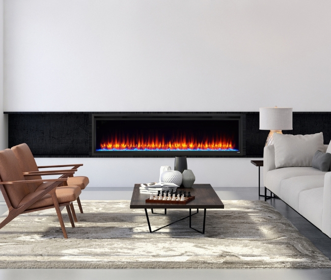 SimpliFire 72-inch Allusion Platinum Recessed Linear Electric Fireplace