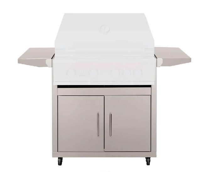 True Flame 32-inch Deluxe Grill Cart with Fold-Down Side Shelves