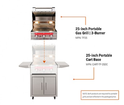 TrueFlame 25-inch Portable Gas Grill | 3-Burner
