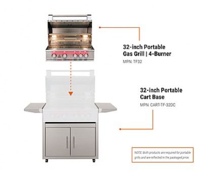 TrueFlame 32-inch Portable Gas Grill | 4-Burner