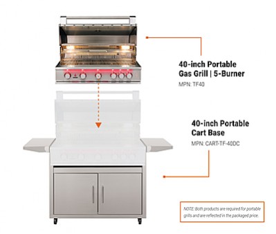 TrueFlame 40-inch Portable Gas Grill | 5-Burner