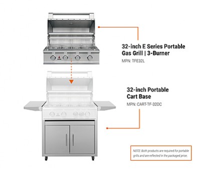 TrueFlame E Series 32-inch Portable Gas Grill | 4-Burner