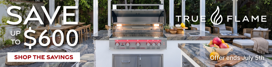 Outdoor kitchen with built-in stainless steel gas grill