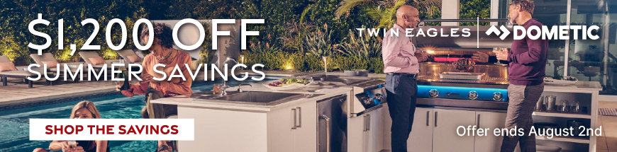 Outdoor kitchen with built-in stainless steel gas grill