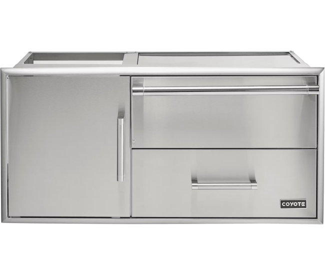 Coyote 42-inch Access Door With Storage & Warming Drawer Combo