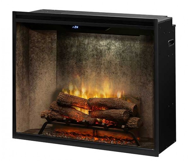 Dimplex Revillusion 36-inch Portrait Built-in Firebox with Glass Pane and Plug Kit, Weathered Concrete (RBF36PWCG)