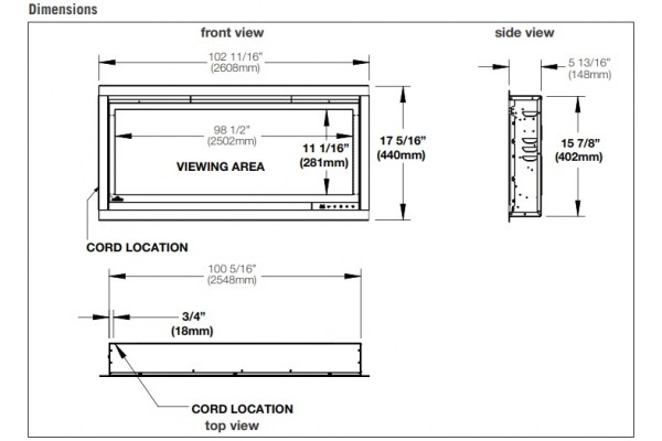 Napoleon Alluravision 100-inch Deep Depth Electric Fireplace Napoleon Alluravision 100-inch Deep Depth Electric Fireplace