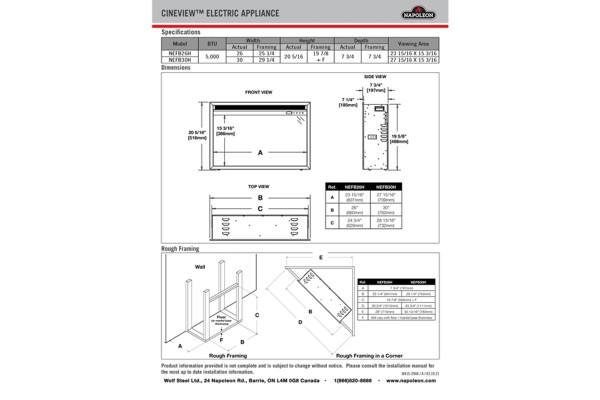 Napoleon Cineview 26-inch Built-in Electric Fireplace Napoleon Cineview 26-inch Built-in Electric Fireplace