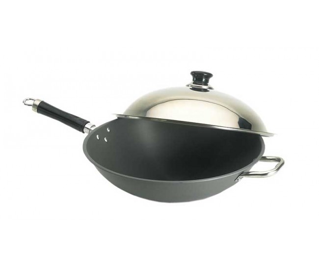 Fire Magic Wok 15-inch Hard Anodized with Stainless Steel Cover