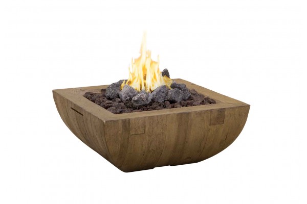 American Fyre Designs Reclaimed Wood French Barrel Oak Bordeaux Square Fire Bowl American Fyre Designs Reclaimed Wood French Barrel Oak Bordeaux Square Fire Bowl