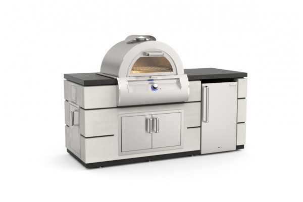 Fire Magic Contemporary GFRC White Aspen Pre-Fab Island with Pizza Oven