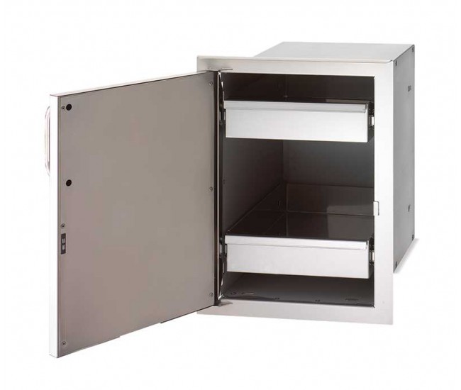 Fire Magic Single Access Door with Dual Drawers, Enclosed, Left Hinge