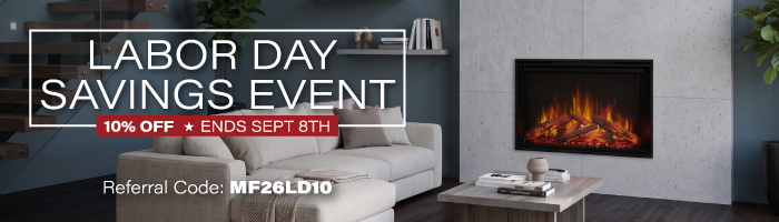 modern flames 10% off labor day promo