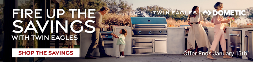 Outdoor kitchen with built-in stainless steel gas grill